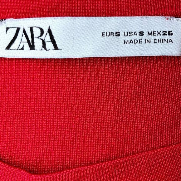 Zara Ruched Bodycon Knit Top in Red Women’s S - Picture 5 of 5